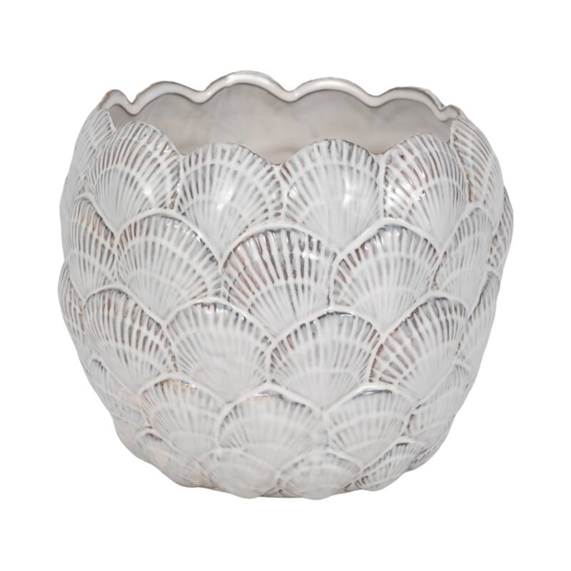 Sagebrook Home White Seashell Planter