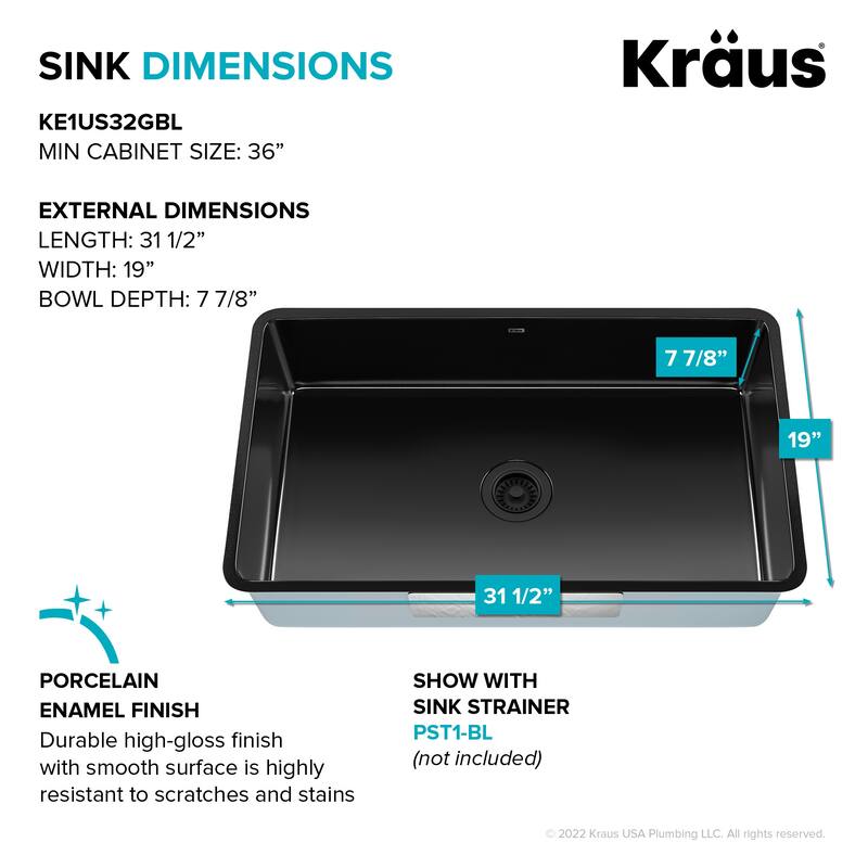 KRAUS Pintura Porcelain Enameled Steel Undermount Kitchen Sink