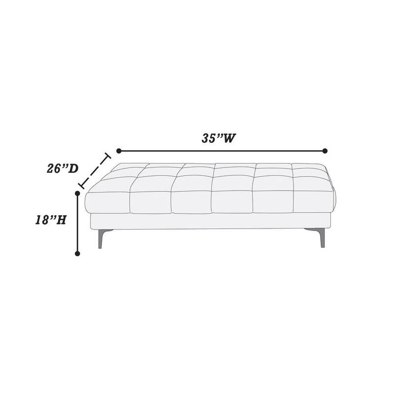Bonded Leather Extra large Ottoman Metal Legs 1pc Ottoman