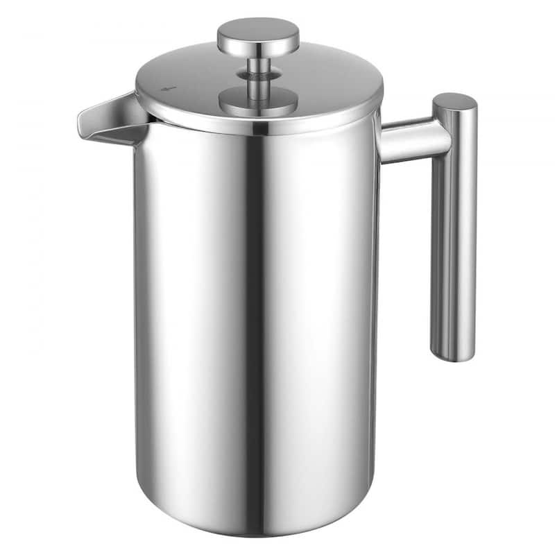 Silver Stainless Steel French Press Coffee Maker Portable
