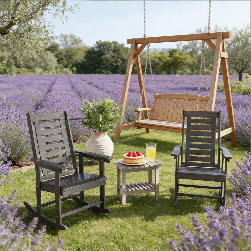 GDFStudio Outdoor Thalassa Rocking with Slatted Breathable Seats Set of 2