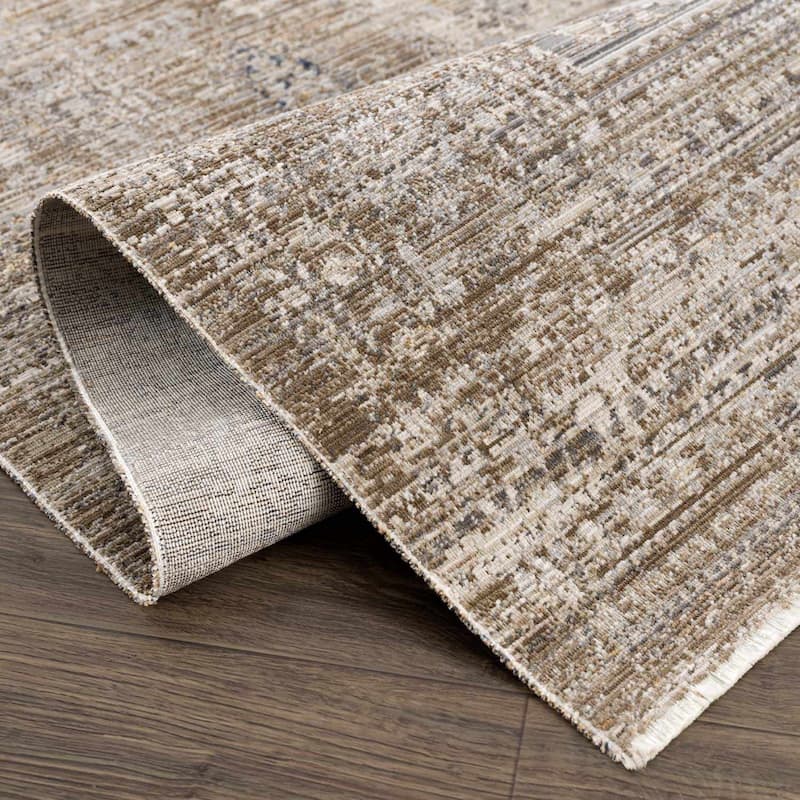 Hauteloom Yamir Hallway, Kitchen Machine Washable Patio Outdoor Runner Rug - Dark Brown, Sage Green - 2'7" x 7'3"
