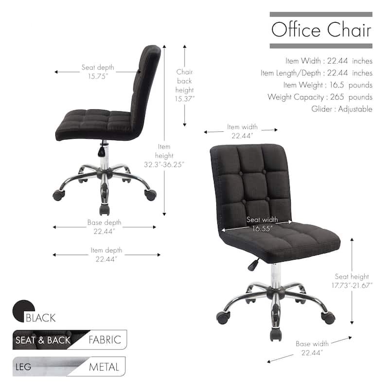 Porthos Home Alice Tufted Fabric Office Chair with Metal Base