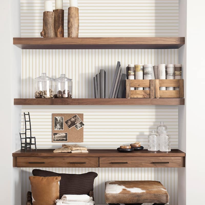 Galerie Wallcoverings Smart Stripes 3 Breton Stripe Vinyl on Non-woven Matte Wallpaper Roll - 33 feet long x 21 inches wide