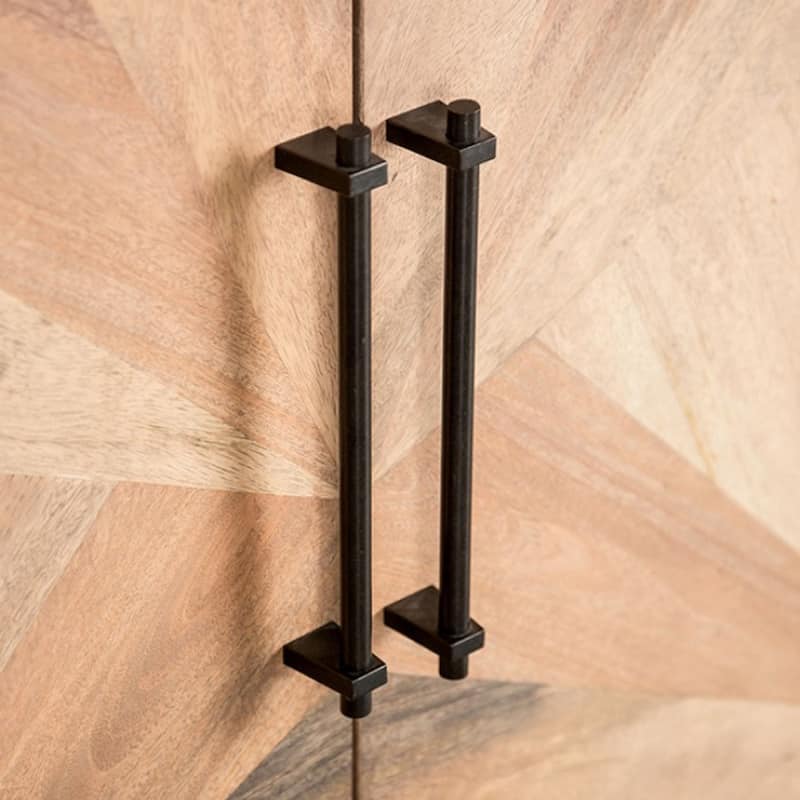 Lucas Sideboard Buffet Console, 4 Doors, Black Brown Wood, 72 Inch