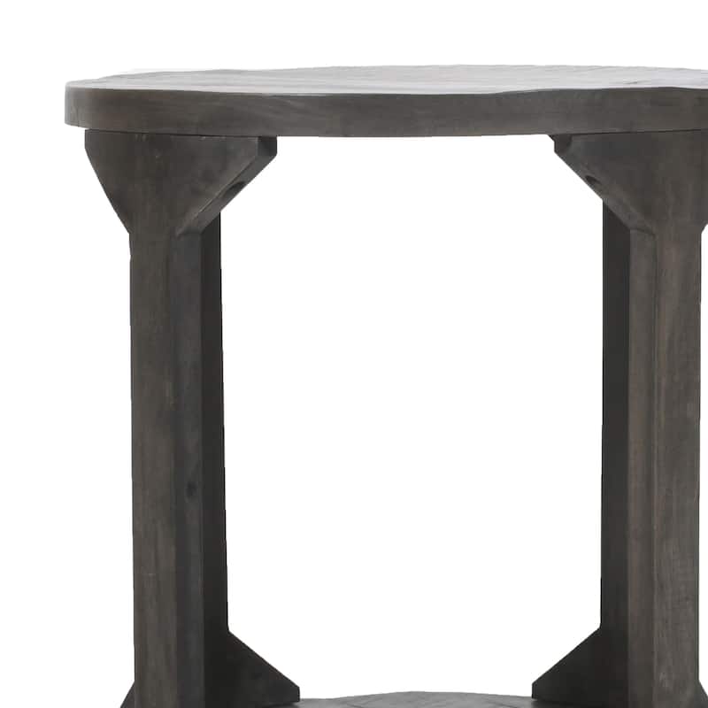 Rustic Modern Solid Wood Accent Table in Distressed Grey