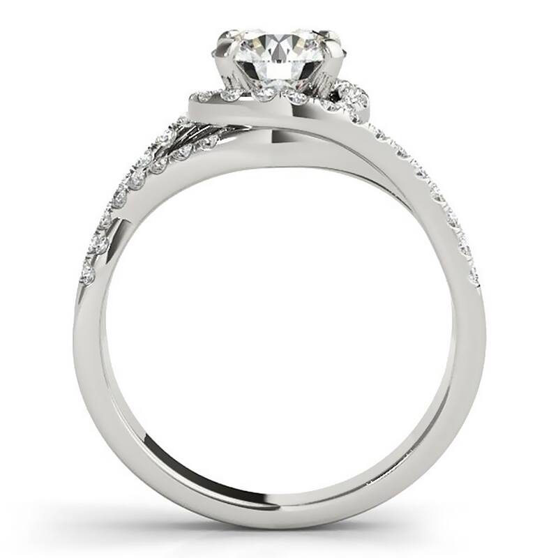 Auriya 14k Gold Modern 1ct Moissanite Halo Diamond Engagement Ring 3/8ctw