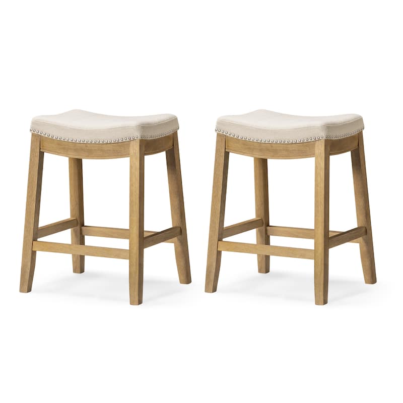 Maven Lane 26" Sophia Backless Counter Height Kitchen Stool - Set of 2 - Aged Natural
