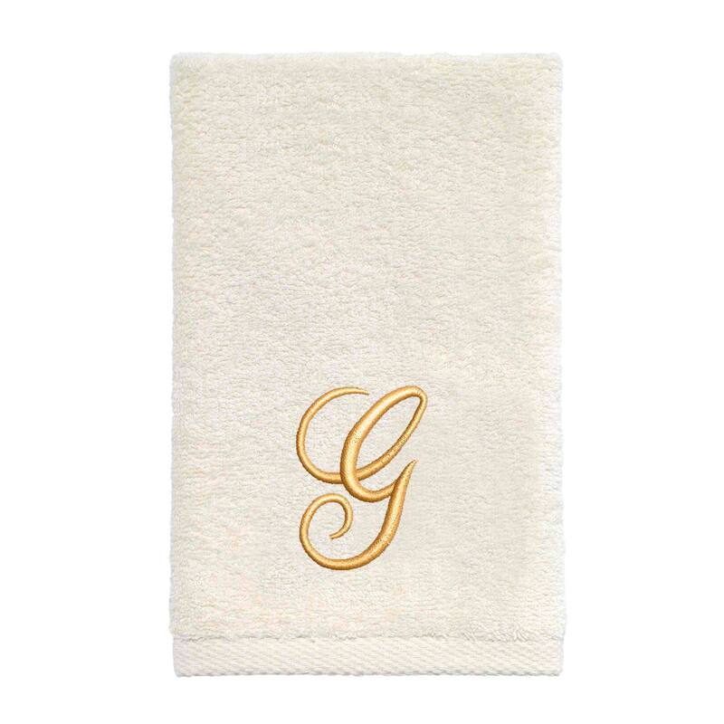 Avanti Linens Ivory/Gold Script Monogram Fingertip Towel Letter G - Fingertip Towel