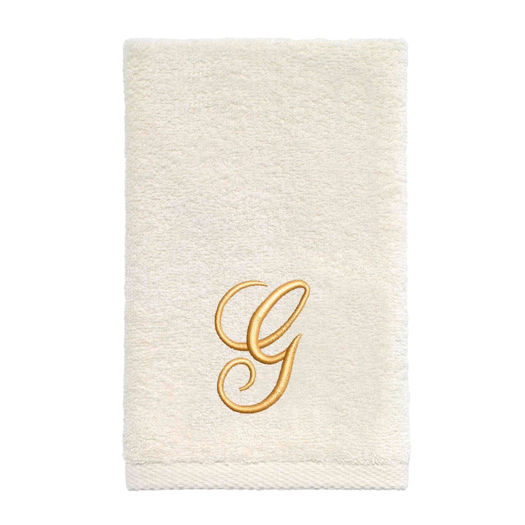 Avanti Linens Ivory/Gold Script Monogram Fingertip Towel Letter G - Fingertip Towel