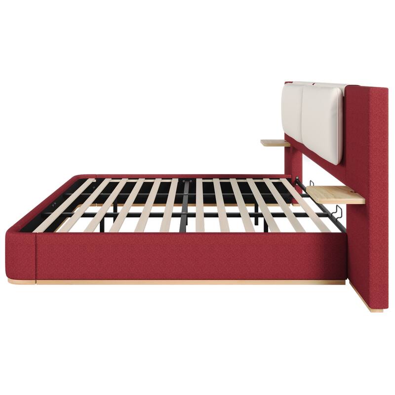 Upholstered Platform Bed with Panel, Soft Rounded Corners