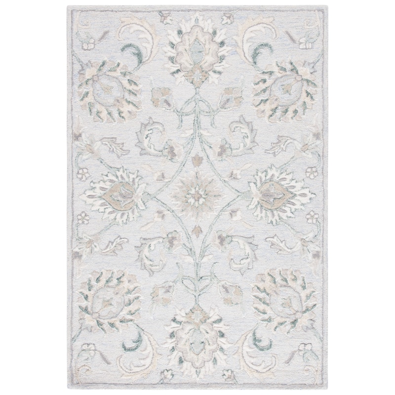 SAFAVIEH Handmade Glamour Marsona Floral Wool Rug - 4' x 6' - Light Blue/Ivory