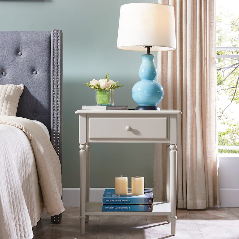 Coastal Charging Nightstand Side Table One Drawer
