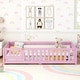 preview thumbnail 38 of 106, Twin/Full/Queen Size Floor Bed with Safety Guardrails for Kids, Wood Montessori Bedframe w/ Door, Children's Noiseless Beds