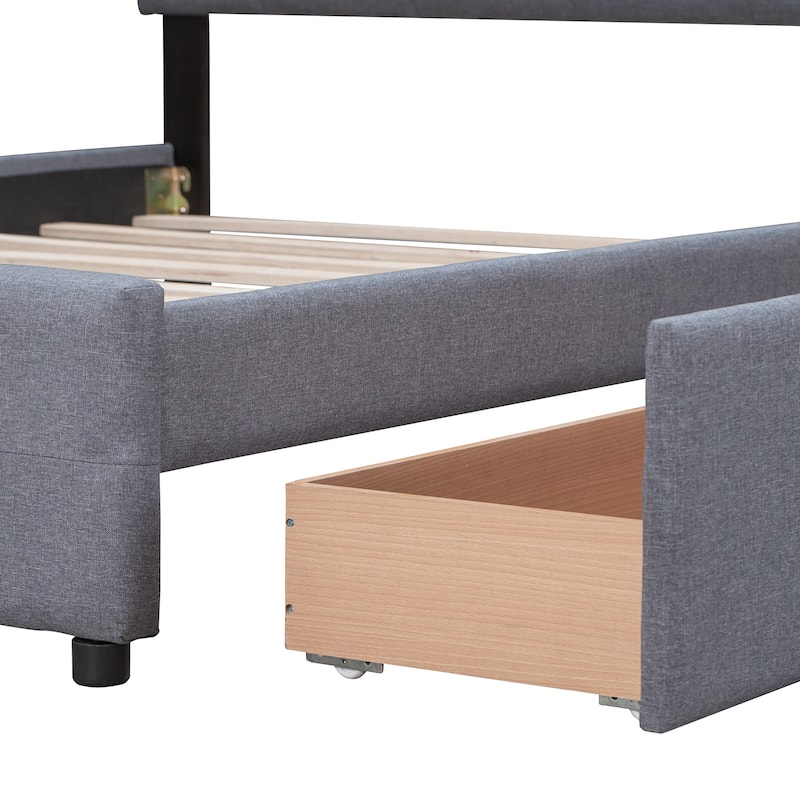 Platform Bed with Classic Headboard and 4 Drawers