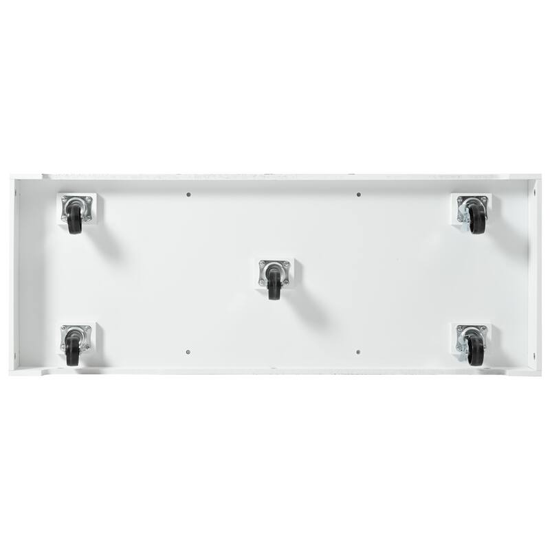 55.7" Large Kitchen Island with 2 Drop Leaves, Storage, Power & Wheels