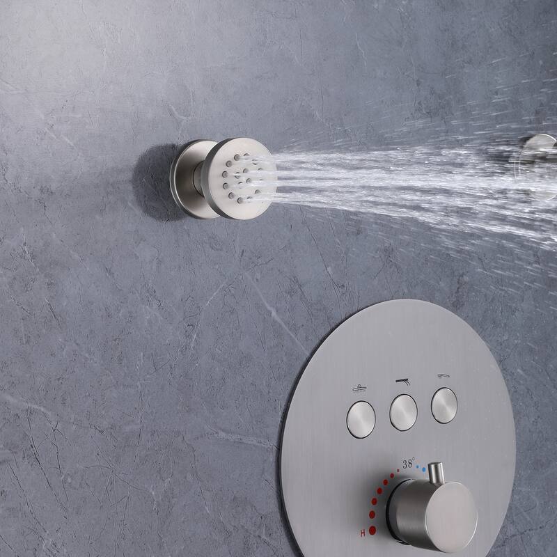 Rbrohant 11" Rainfall Shower Faucet System Massage Jet w/ Mixer Valve