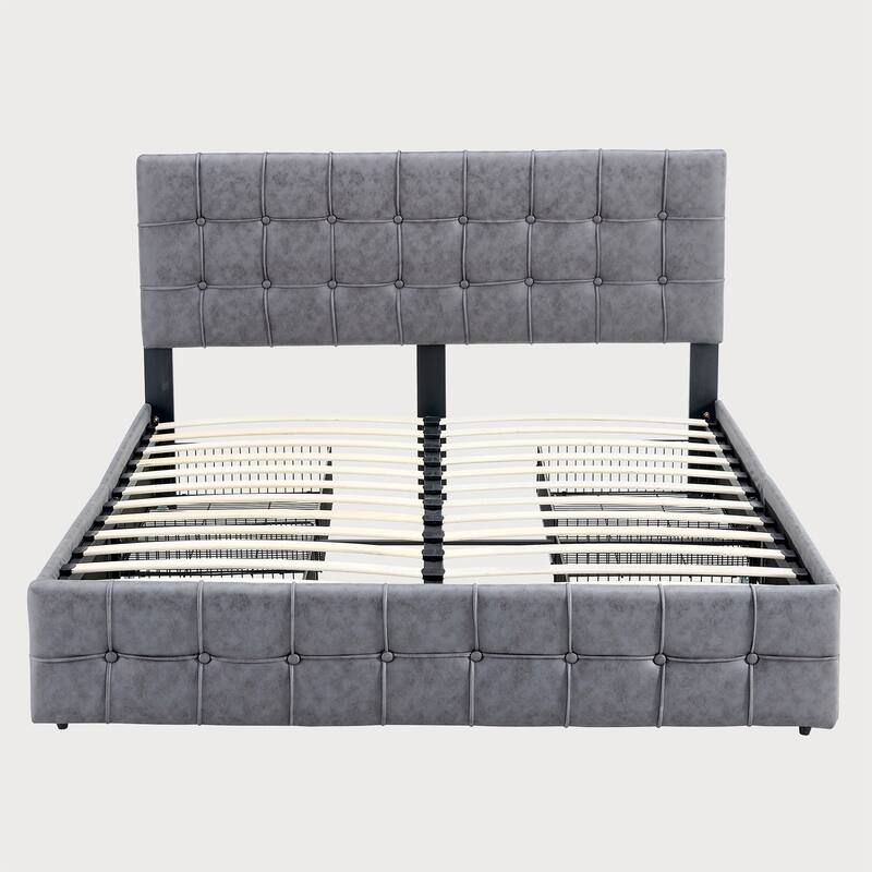 Full Size Platform Bed Frame with 4 Storage Drawers