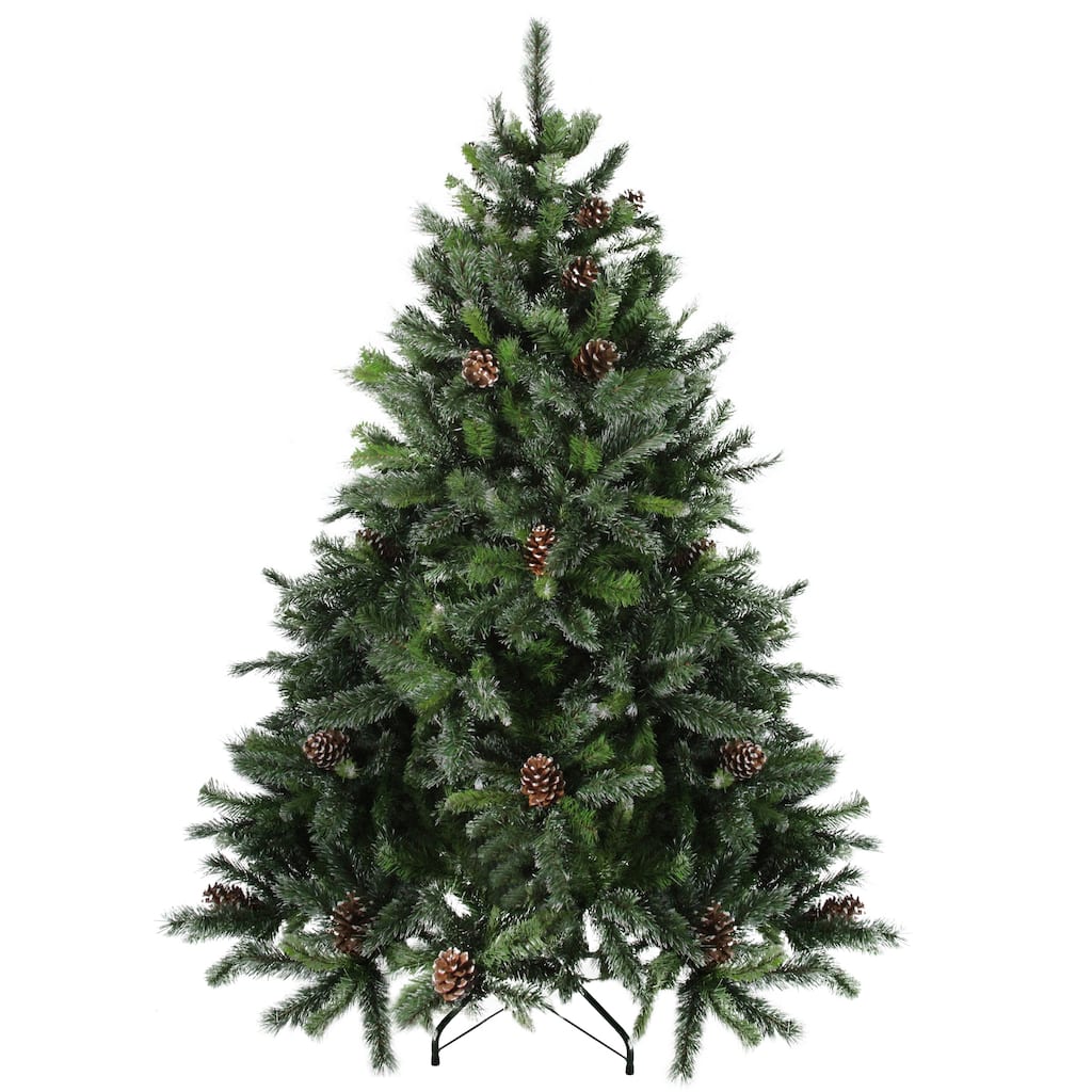 Full Snowy Delta Pine with Cones Artificial Christmas Tree - 7' - Unlit - 7 Foot