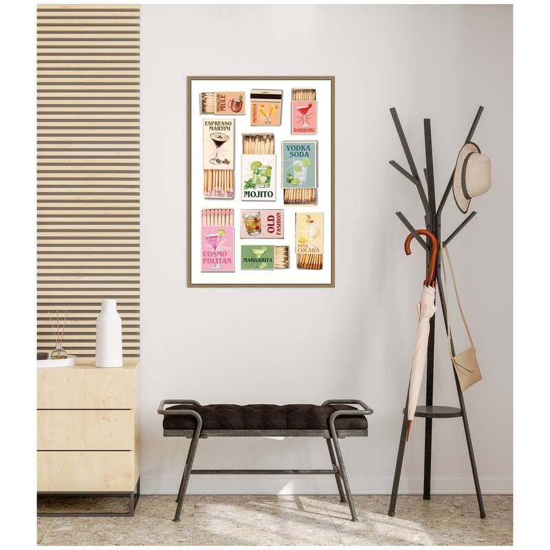 Kate and Laurel Matchboxes Drinks by Honey Island Studio Framed Canvas Wall Art Print