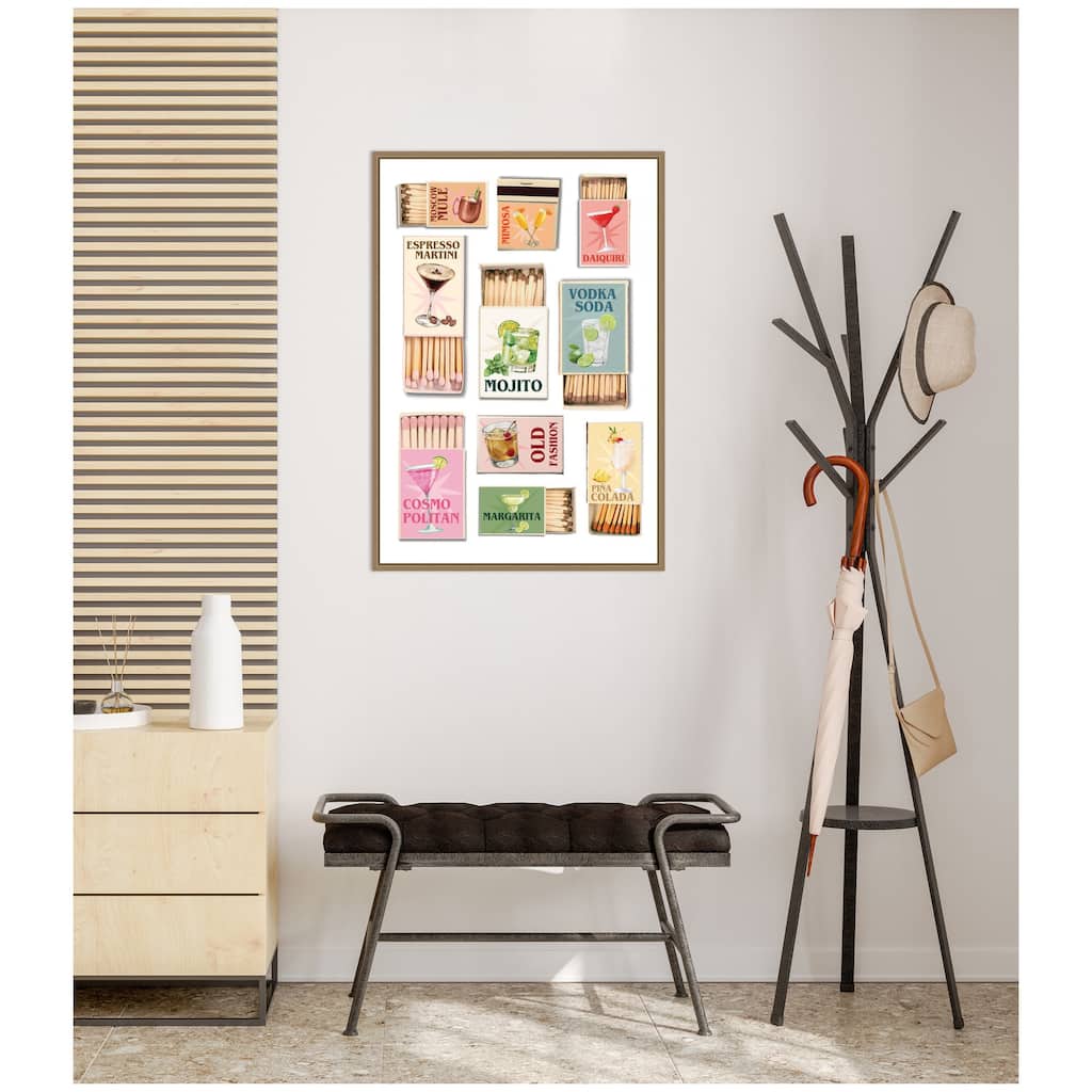 Kate and Laurel Matchboxes Drinks by Honey Island Studio Framed Canvas Wall Art Print