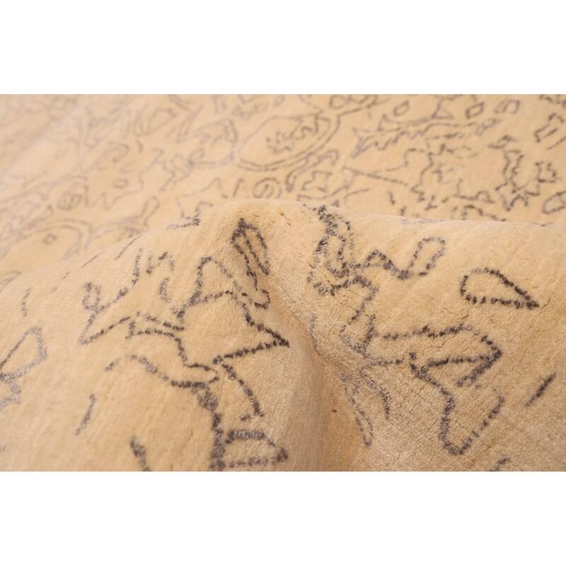 ECARPETGALLERY Hand Loomed Loreto Cream Viscose, Wool Rug - 5'5 x 7'8