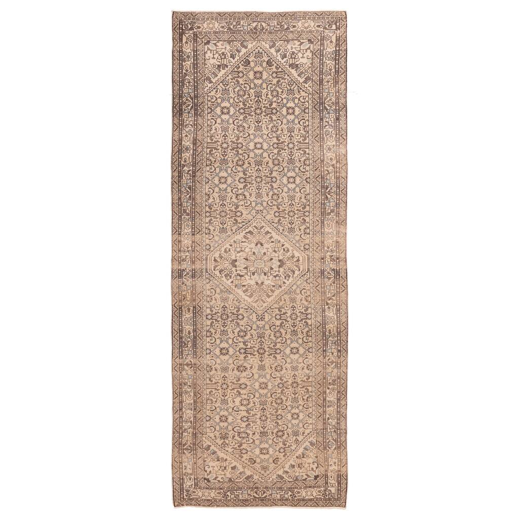 ECARPETGALLERY Hand-knotted Antalya Vintage Beige Wool Rug - 3'7 x 10'2