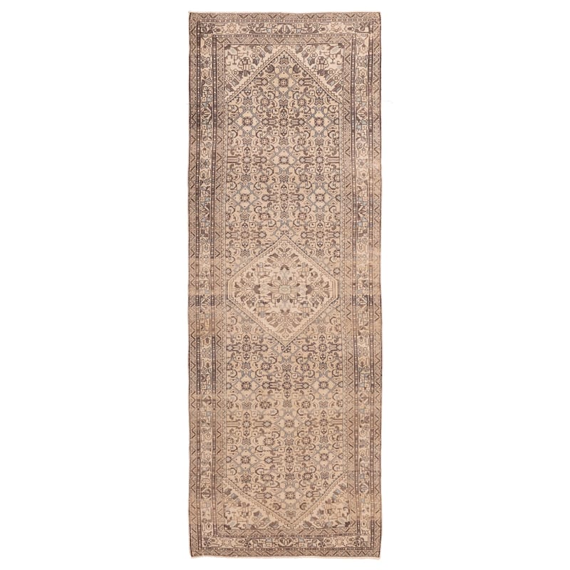 ECARPETGALLERY Hand-knotted Antalya Vintage Beige Wool Rug - 3'7 x 10'2