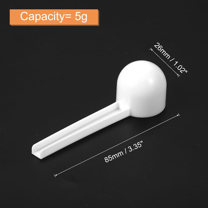 Plastic Measuring Spoons Powder Scoops Spoon Round Bottom, 5g White - 50Pcs