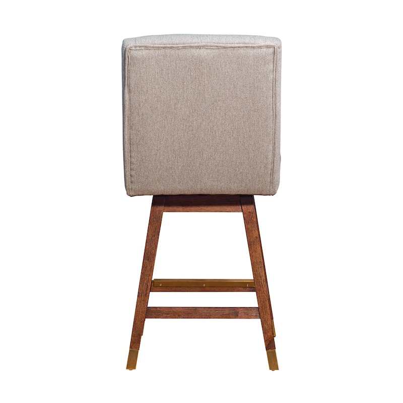 Stancoste Wingback Swivel Bar or Counter Stool with Wood Legs