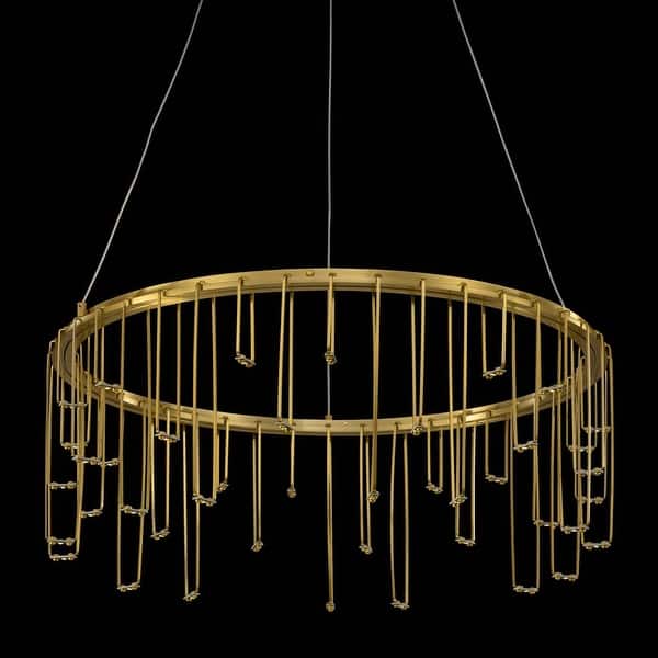 slide 1 of 1, Golden Lighting 5461-18 Lucerna 14" Wide Ring Chandelier Stainless Steel Gold