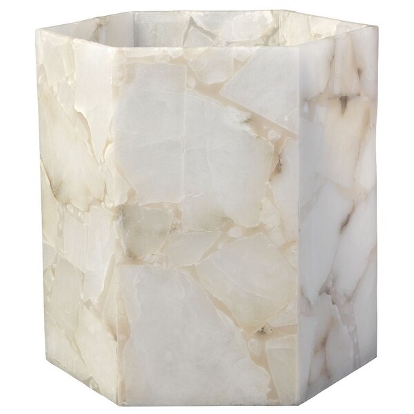 12" White Alabaster Savannah Large Hexagon Hurricane - N/A