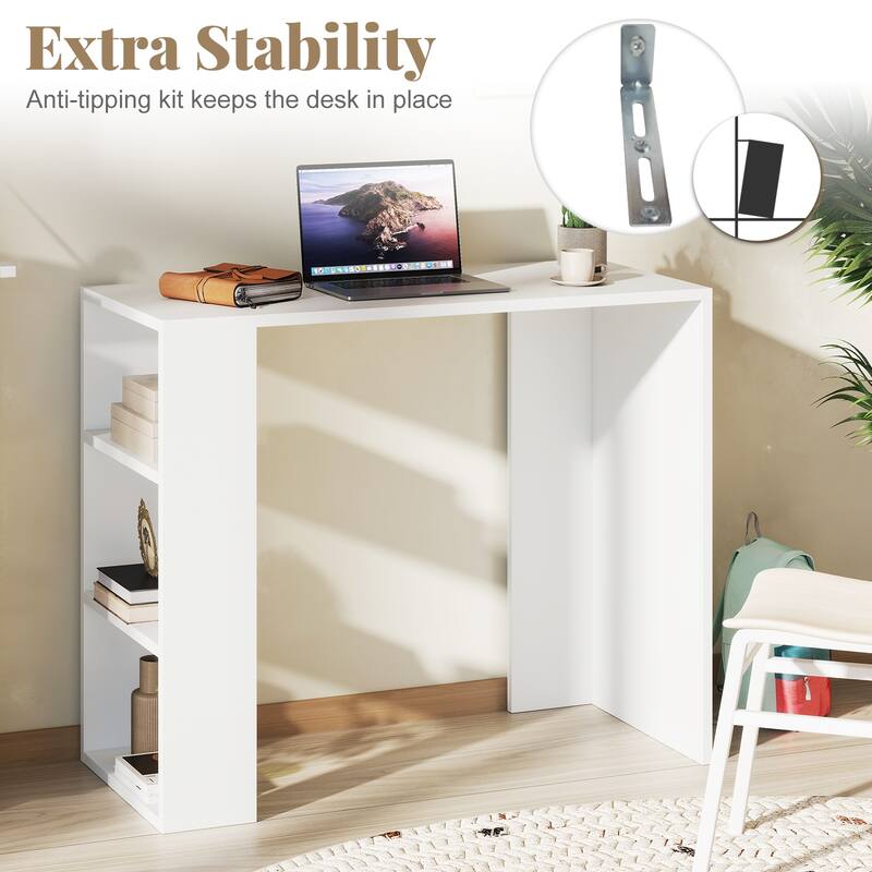 Gymax 36'' Compact Writing Desk w/ 3 Open Shelves Freestanding