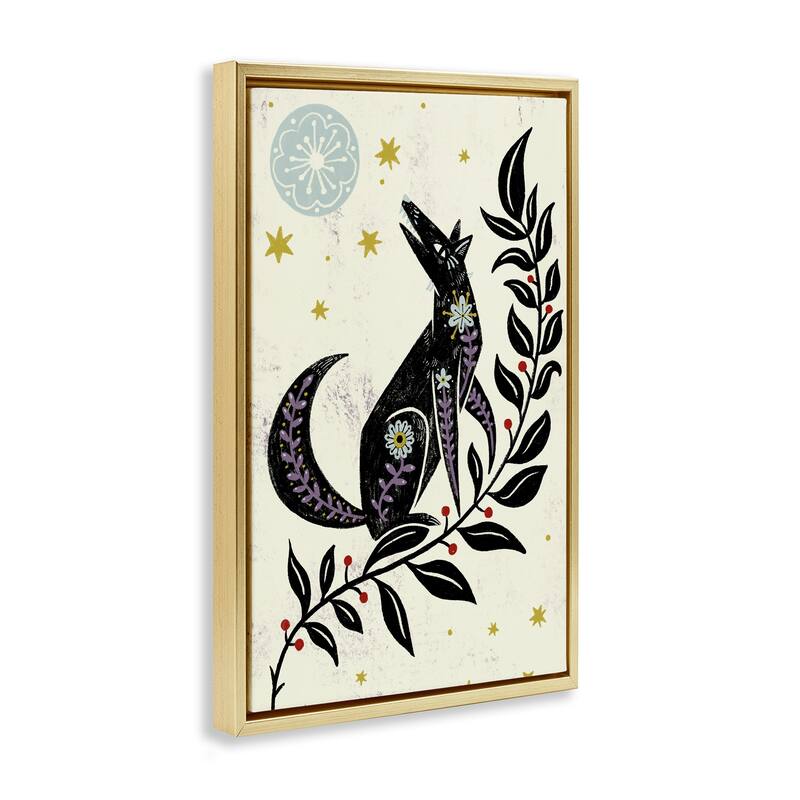 Stupell Howling Winter Wolf Framed Floater Canvas Wall Art Design By Hannah Moren