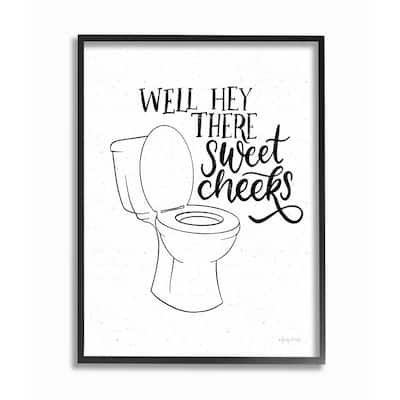 Stupell Hey There Sweet Cheeks Toilet Bathroom Joke Word Pun Framed Wall Art