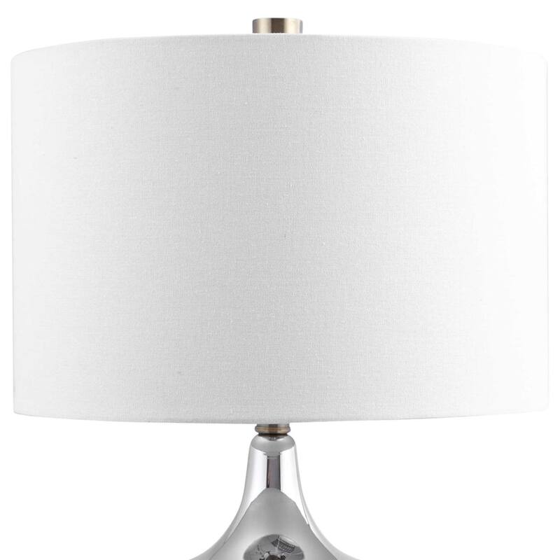 Glass Base Table Lamp with White Drum Shade - 23" - Chrome
