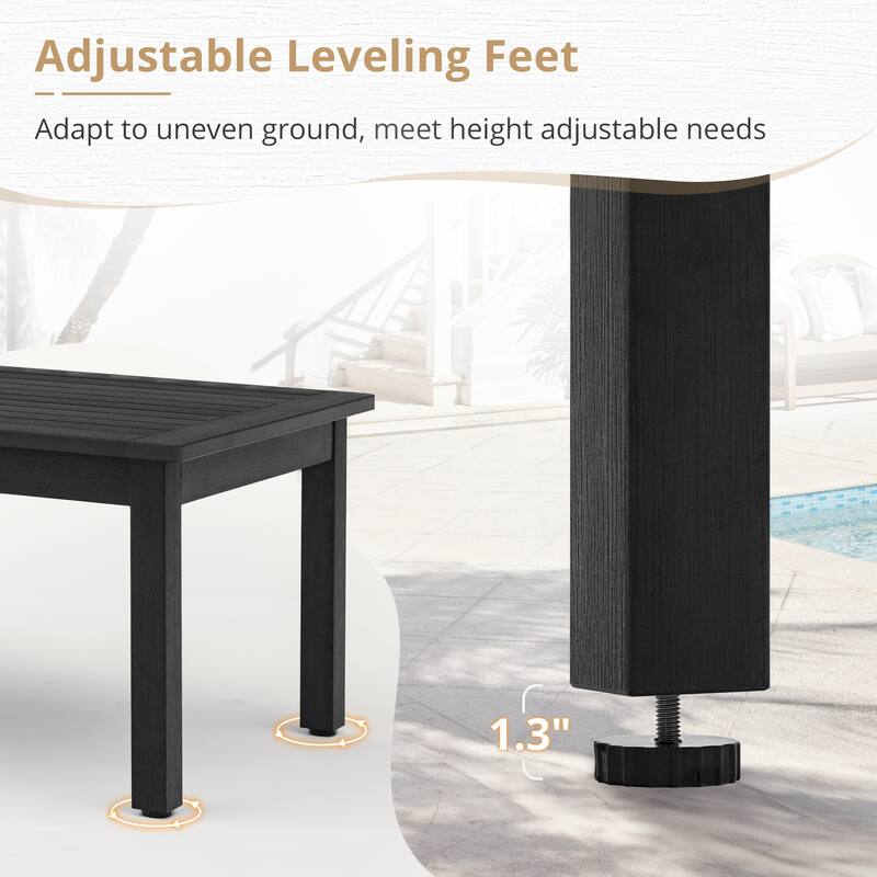Outdoor HDPS Coffee Table With Fine Straight Texture - 44.1" W X 23.6" D X 17.3" H