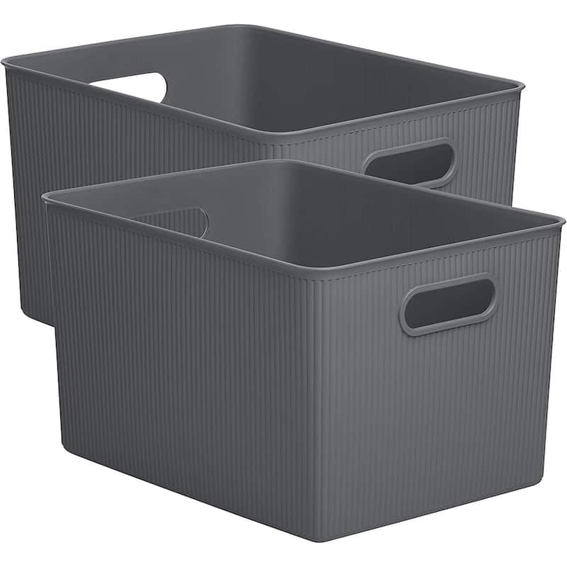 Plastic Cube Set of 2 - 15"W x 9"H x 11.5"D - Gray