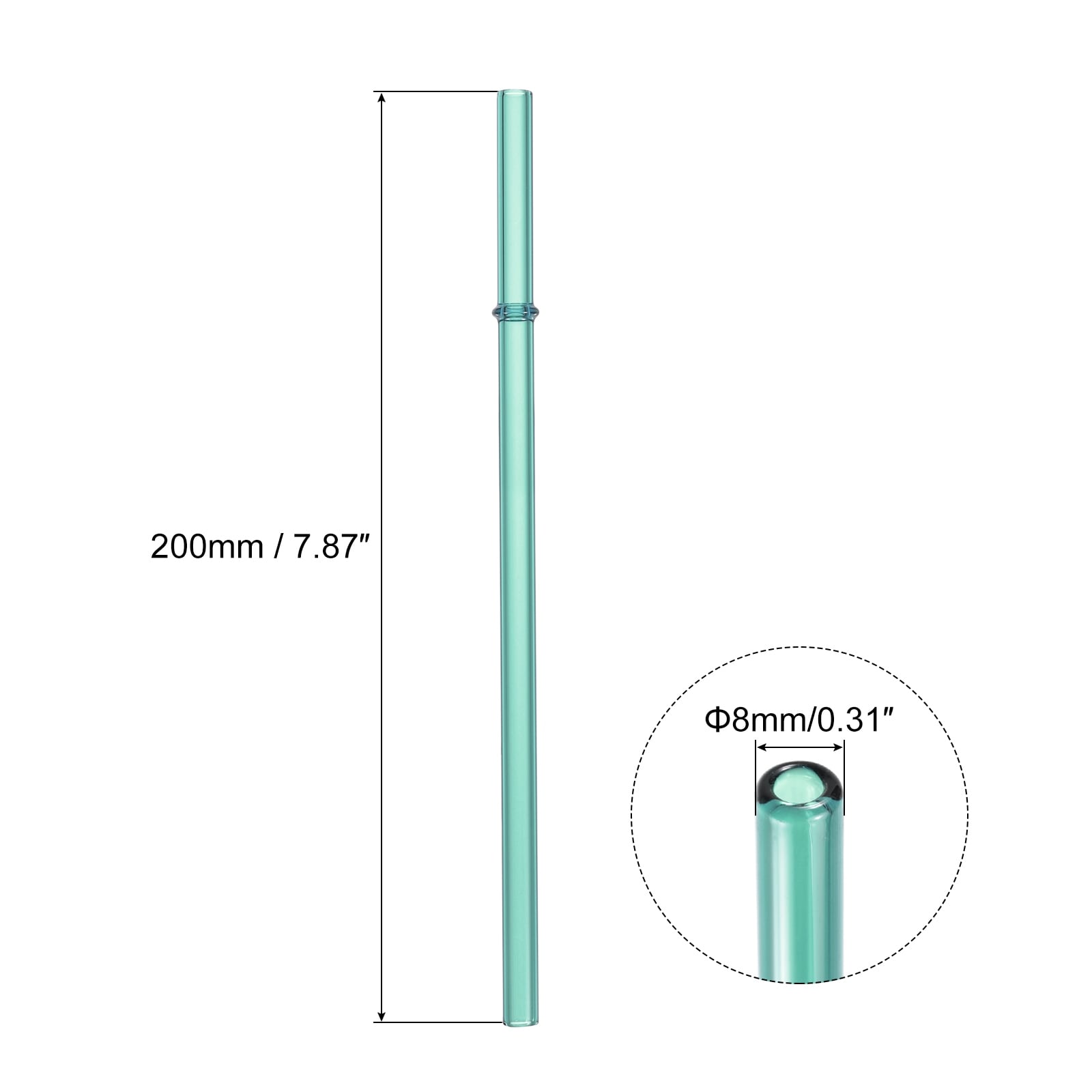 6pcs Reusable Glass Straws, 200mm/8inch Long, 8mm/0.3 Dia Cute Straws - Pink