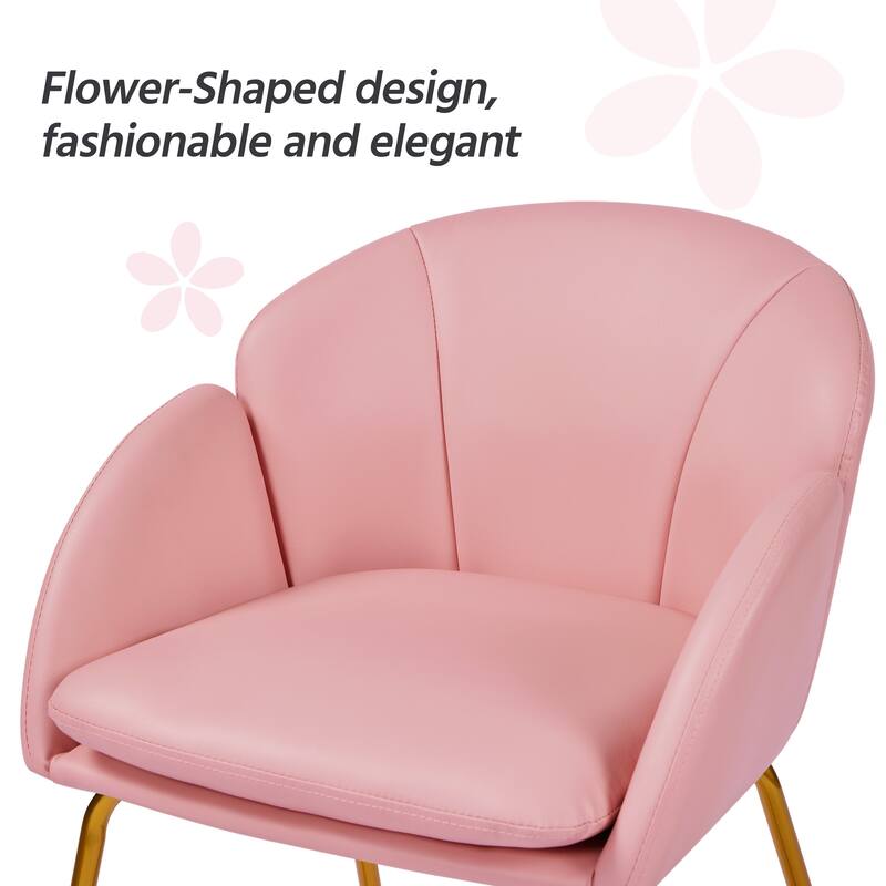 Yaheetech Flower Shape Velvet Armchair Accent Chair with Golden Metal Legs
