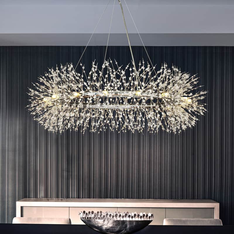 Modern Firework Crystal Chandelier for Dining Room and Living Room - W 47.2" - Chrome