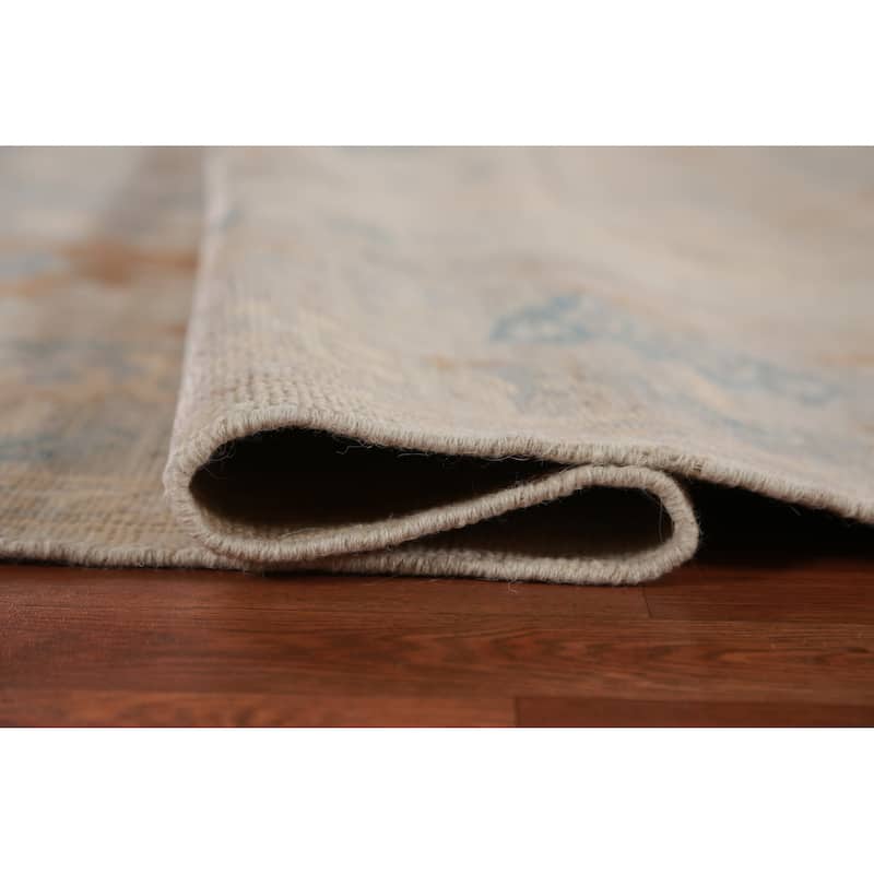 Hand Knotted Oriental 100% Wool Carpet Transitional Medallion Beige & Ivories Oushak Area Rug - 9' 10'' X 8' 1''