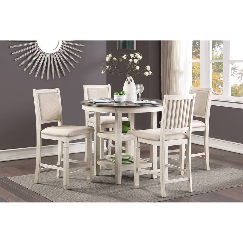 Finish 1pc Counter Height Table with 2x Display Shelves Transitional Style Furniture