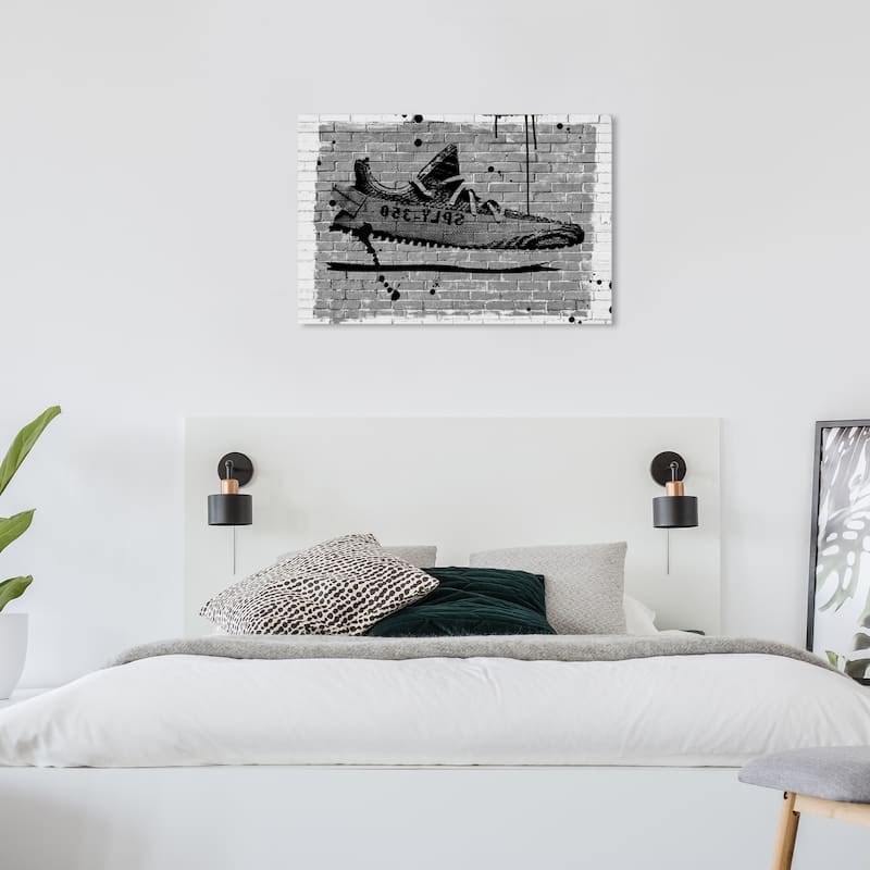 Wynwood Studio Fashion and Glam Brick Sneaker Black and Modern & Contemporary Wall Art Canvas Print - 24 x 36
