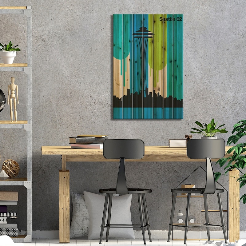 Seattle 62 Print On Wood by Bo Lundberg - Multi-Color