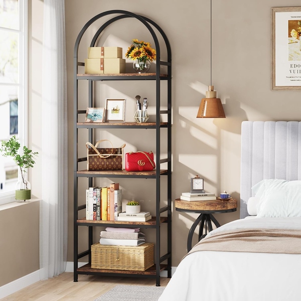 上質で快適 4-Tier Arched Bookshelf 70.8 バーベキュー・調理用品