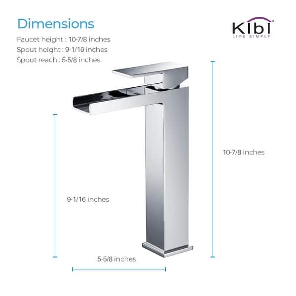 dimension image slide 0 of 4, Waterfall Lead-free Solid Brass Single Handle Bathroom Sink Faucet