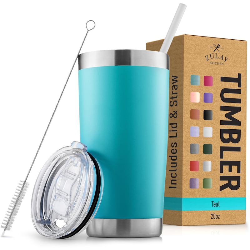 Zulay Kitchen 20oz Stainless Steel Tumbler With Lid and Straw