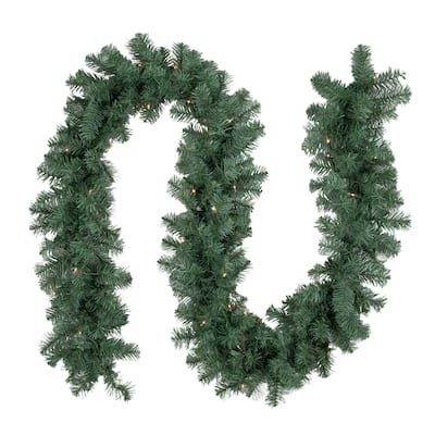 9' x 12" Pre-Lit Colorado Blue Spruce Artificial Christmas Garland Clear Lights