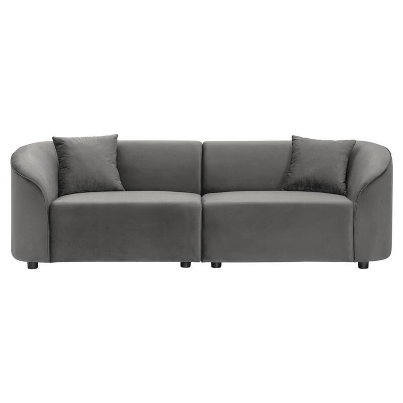 87" Curved Grey Sofa with Plush Seating and Durable Frame